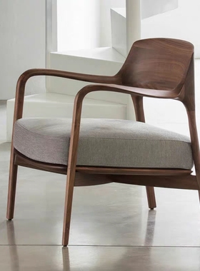沙发椅porada意式极简北美黑胡桃木单人沙发椅LOUIS休闲椅扶手椅