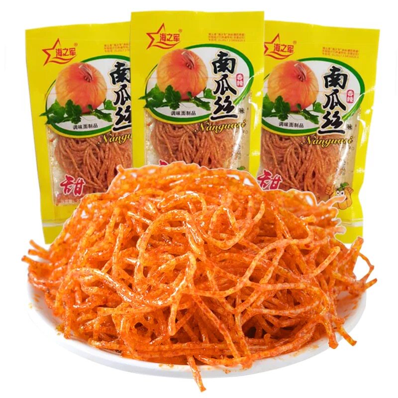 海之军南瓜丝辣条调味面制品香辣素食辣丝8090小时候零食校园小吃