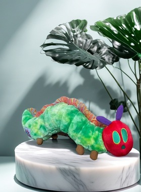 跨境新品Eric Carle毛绒玩具好饿绿色毛毛虫公仔抱枕玩偶儿童礼物