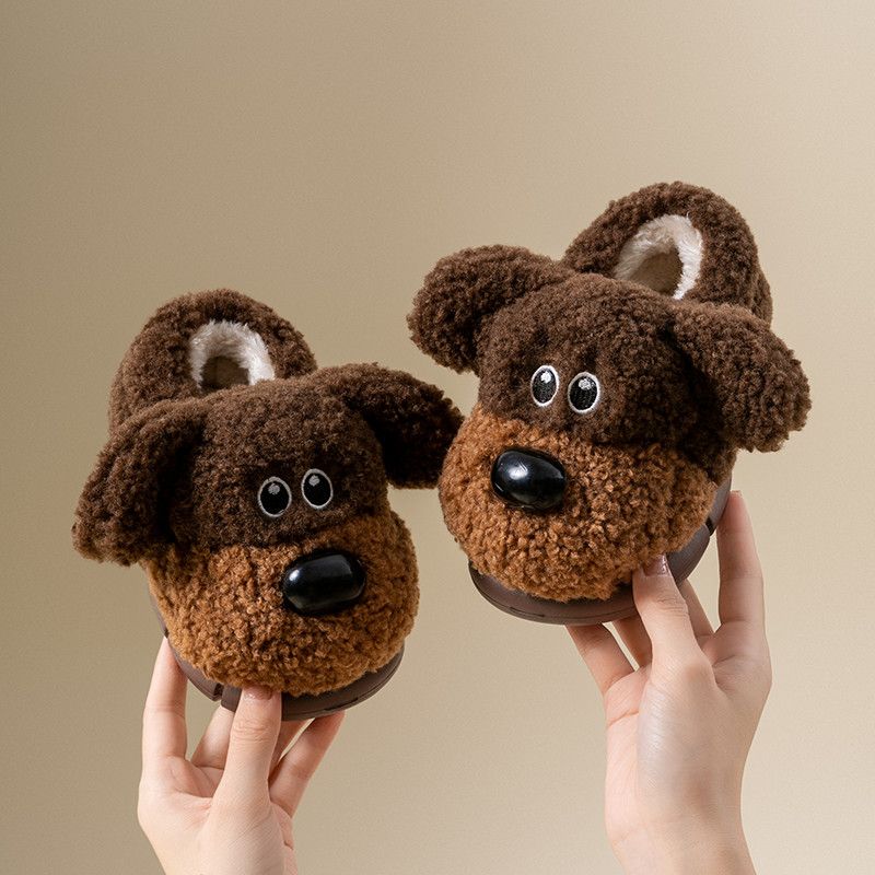 狗狗儿童棉拖鞋卡通包跟防滑保暖男童室内毛毛鞋1-3岁宝宝棉鞋冬