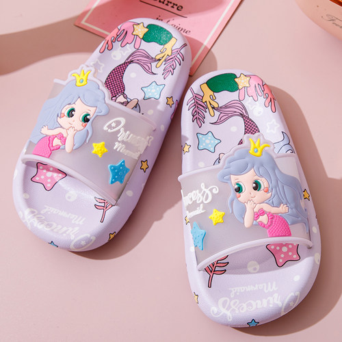 女童拖鞋夏季卡通可爱美人鱼小公主女宝宝室内防滑凉拖鞋儿童女孩
