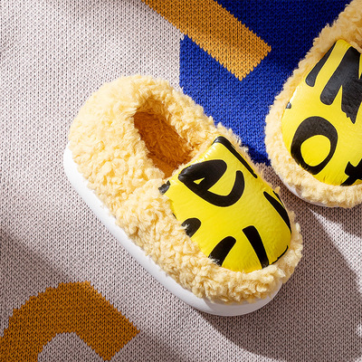 儿童棉拖鞋男童冬季宝宝室内家居鞋加绒保暖小孩女童包跟毛毛棉鞋