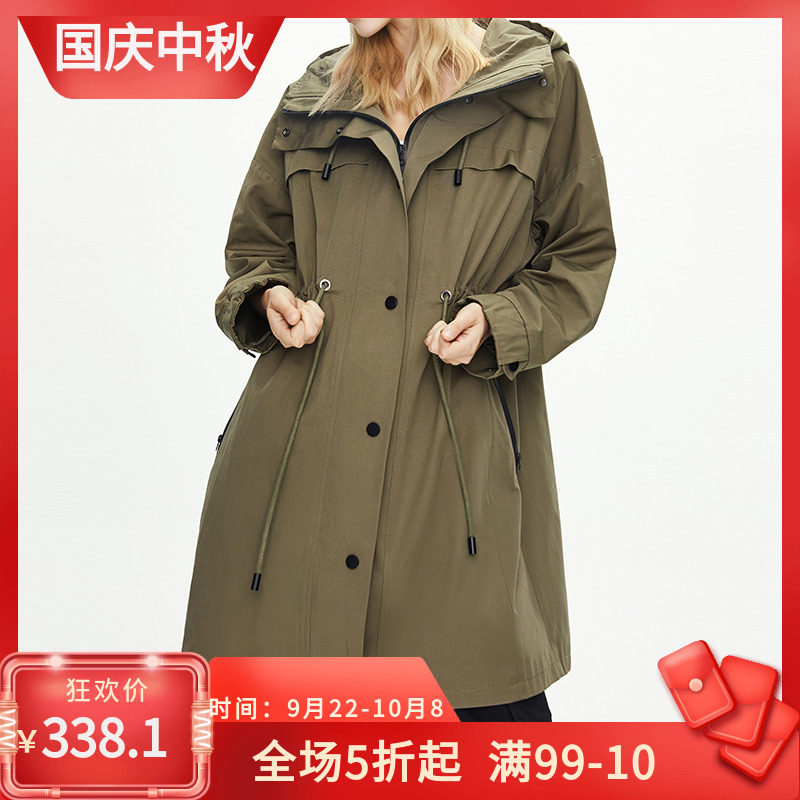 工装风中长款风衣女2020年秋冬新款欧美流行气质休闲时尚连帽外套