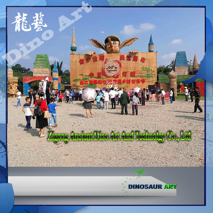 网红农庄公园景区天然稻草手工编户外/庭院摆件