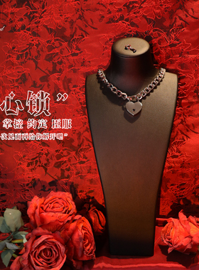 爱心锁配钥匙mchoker锁骨项链女颈带情调项圈k9调教puppy小狗