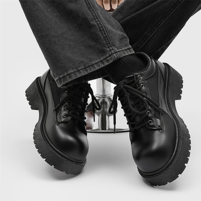 高级感黑色大头鞋男厚底增高