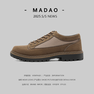 外贸美式复古工装鞋男款小众高级感德比鞋厚底低帮皮鞋休闲男鞋子