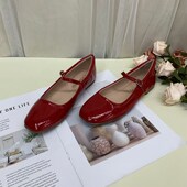 方头浅口经典 法式 复古超软平底纯色玛丽珍单鞋 外贸原单女鞋 小红鞋
