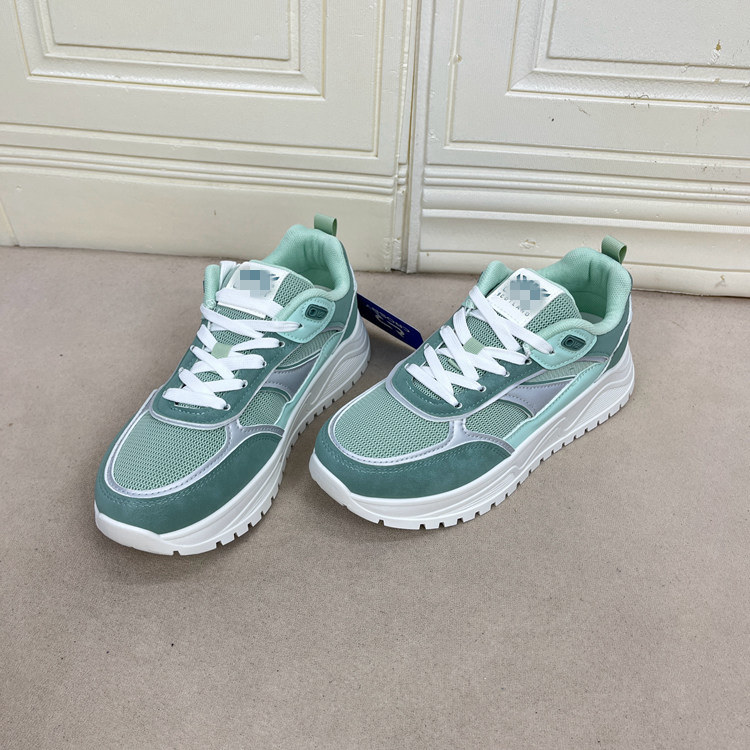 外贸原单女鞋新款时尚百搭圆头厚底休闲透气老爹鞋系带运动网面鞋