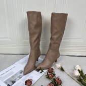 外贸原单尖头细跟长筒显瘦直筒靴侧边拉链超A时尚 百搭纯色日常款