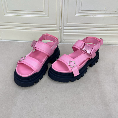 厚底魔术贴凉鞋防水台高跟