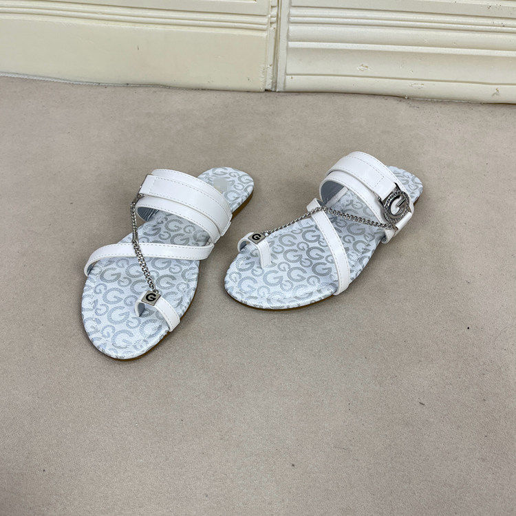 外贸原单女鞋新款shoes平底夹趾链条G字扣时尚百搭舒适欧美凉拖鞋