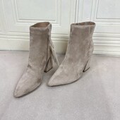 Lady 气质百搭 时尚 Shoes外贸原单尖头粗跟短靴微瑕简约时尚 新款