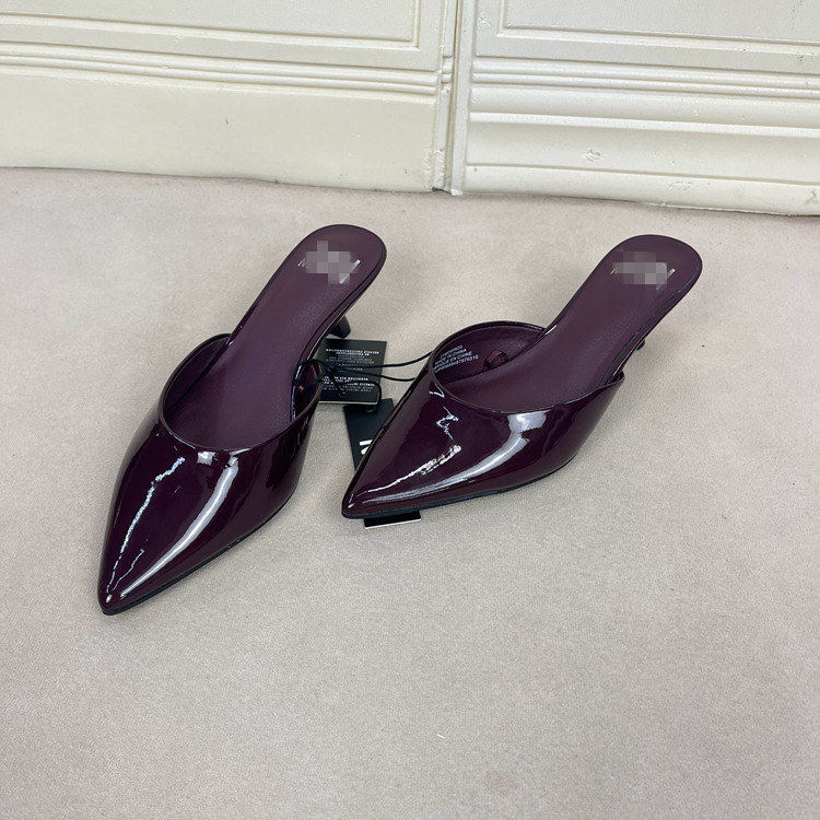 外贸原单尖头浅口细跟半拖简约时尚新款包头凉鞋休闲高跟一字拖