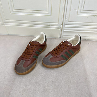 Shoes新款 浅口系带单鞋 圆头平底板鞋 新款 休闲 真皮简约时尚 Lady