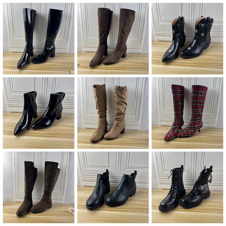 Lady Shoes外贸原单女靴杂款44码独码时尚圆头粗跟时装短靴长靴