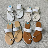 时尚 舒适夹趾拖鞋 女百搭个性 外贸原单shoes夏季 平跟带链条款