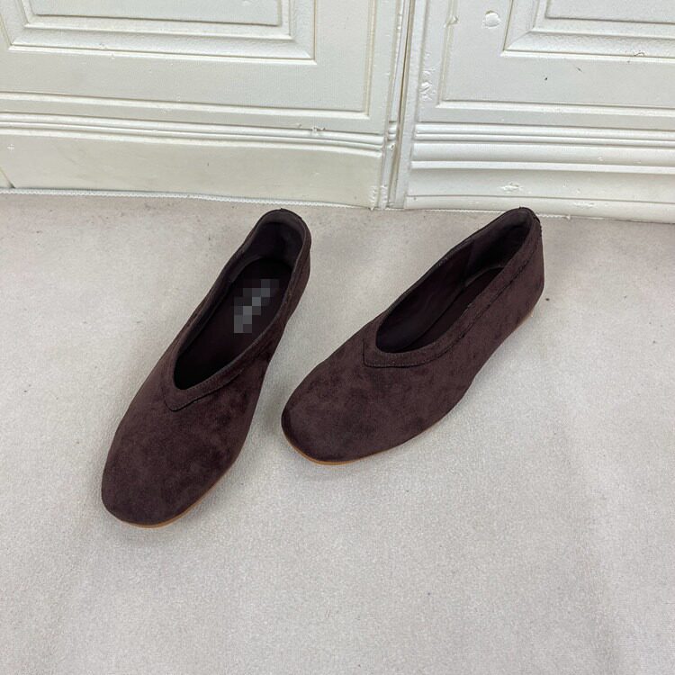 Lady Shoes外贸原单女鞋时尚圆头纯色浅口一脚蹬平底单鞋豆豆鞋