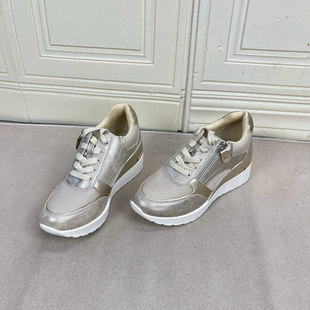 Shoes 圆头拼色圆头系带拉链坡跟板鞋 外贸原单女鞋 时尚 新款 Lady