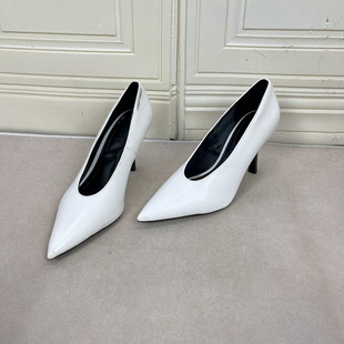 百搭舒适一脚蹬单鞋 外贸原单shoes新款 微瑕尖头浅口细跟纯色时尚