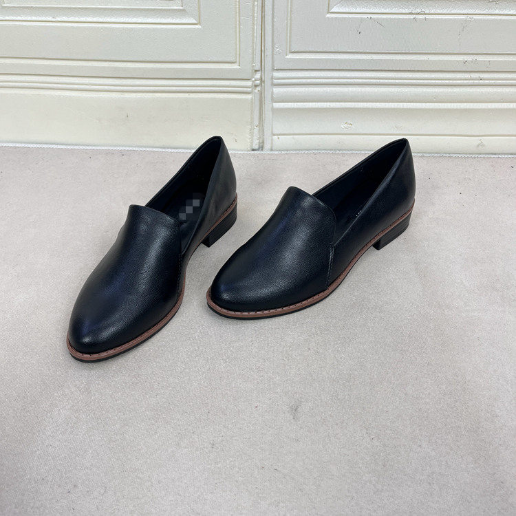 尖头纯色粗跟一脚蹬单鞋懒人鞋