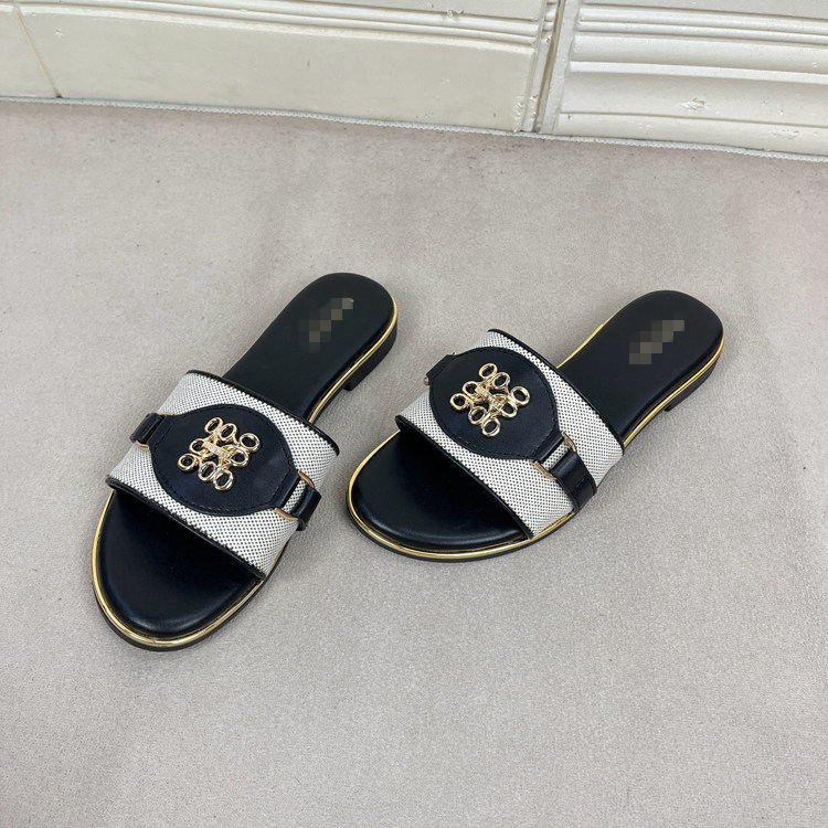 圆头休闲平底一字拖鞋子时装凉鞋
