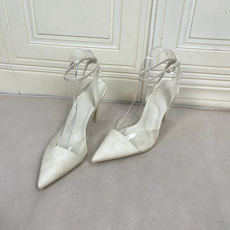 时尚尖头纯色细高跟浅口包头单鞋