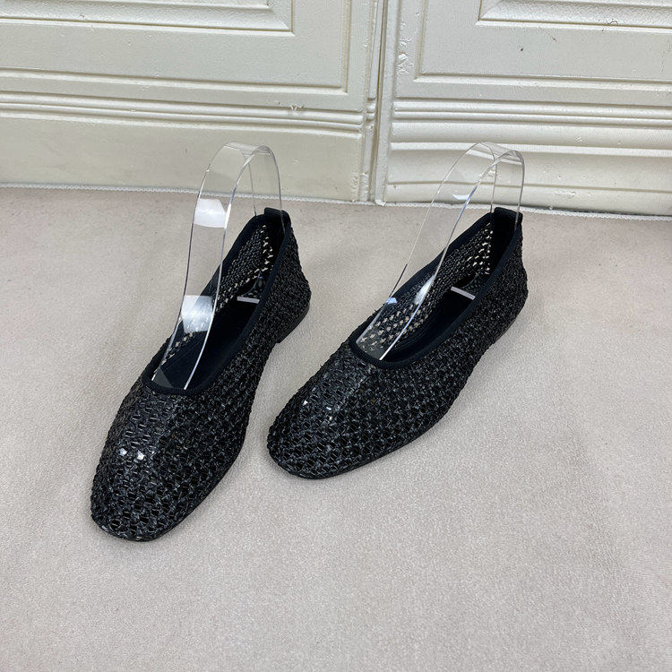 Lady Shoes外贸原单女鞋新款时尚通勤编织芭蕾平底浅口时装单鞋