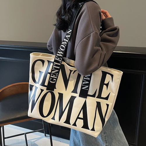 帆布托特包女大容量单肩通勤包