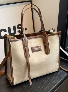 上班通勤包女大容量包包2025新款高级感手提单肩包百搭斜挎托特包