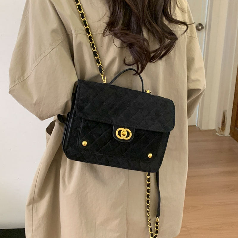 秋冬复古双肩包包女2025新款时尚菱格小香风链条背包大容量通勤包,箱包皮具/热销女包/男包,托特包,淘宝优惠券,粉丝福利购,淘宝优惠卷