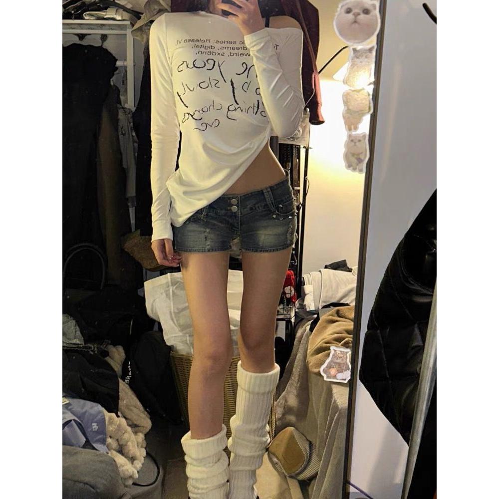 美式复古磨破牛仔短裤女夏季新款辣妹低腰性感显瘦百搭包臀热裤子