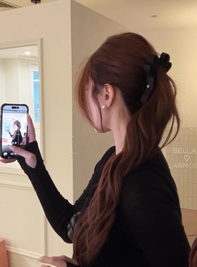 Bellar/larmood日杂古早风黑色绝美复古少女蝴蝶结圆片香蕉抓夹