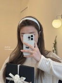 学院少女宽版 Bellar 缎面手工复古 低饱和粉蓝 发箍 larmood