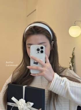 Bellar / larmood 低饱和粉蓝 缎面手工复古 学院少女宽版 发箍