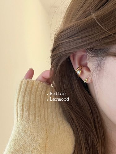 bellar925银简约叠搭打结耳钉