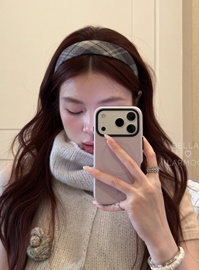 Bellar/larmood Vintage 灰绿bbr经典复古格纹少女学院风爱心发箍