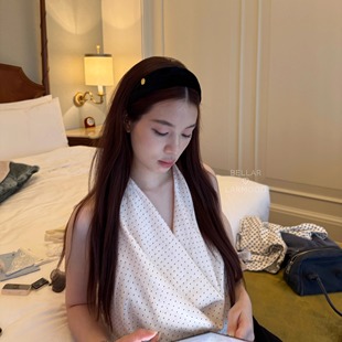 vintage丝绒法式 Bellar Velvet Black 复古高级宽发箍 larmood