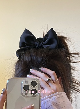 Bellar /韩国larmood黑色质感 少女甜美高马尾蝴蝶结百搭发圈发绳
