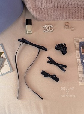 Bellar / larmood deepblue Ribbon复古甜美少女蝴蝶结氛围感发夹