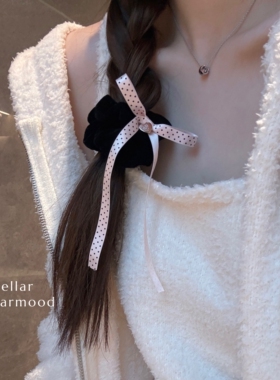 Bellar /larmood sweetiepie velvet丝绒系列 波点蝴蝶结爱心发圈