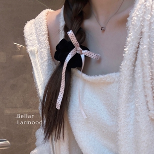 velvet丝绒系列 sweetiepie 波点蝴蝶结爱心发圈 larmood Bellar