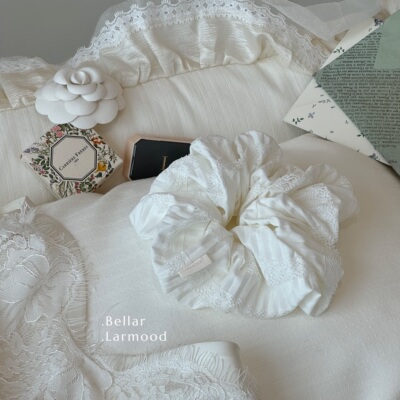 Bellar蕾丝压皱复古少女发圈