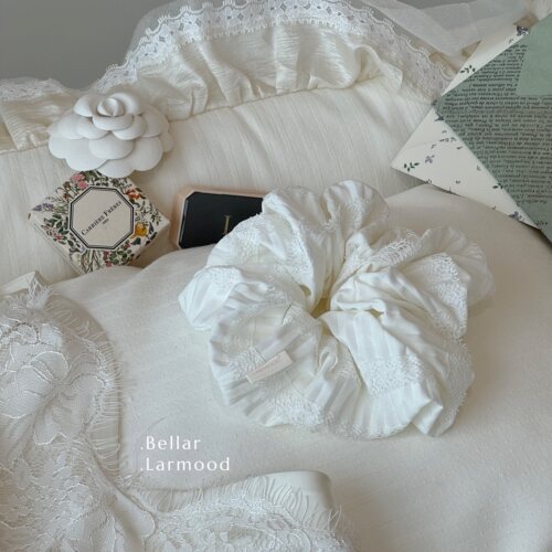 Bellar蕾丝压皱复古少女发圈