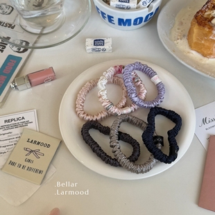 少女新色系丸子头低马尾发圈 真丝褶皱minisize Bellar larmood
