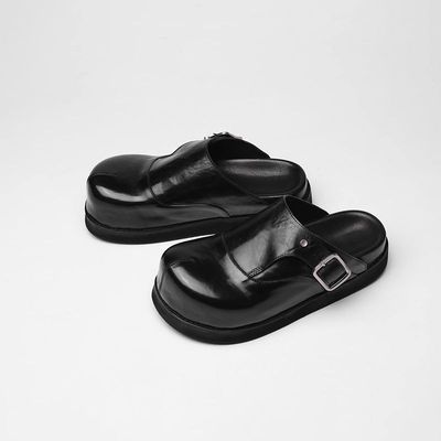 大头厚底勃肯拖鞋男女外穿包头半拖鞋情侣休闲皮凉拖鞋增高德比鞋