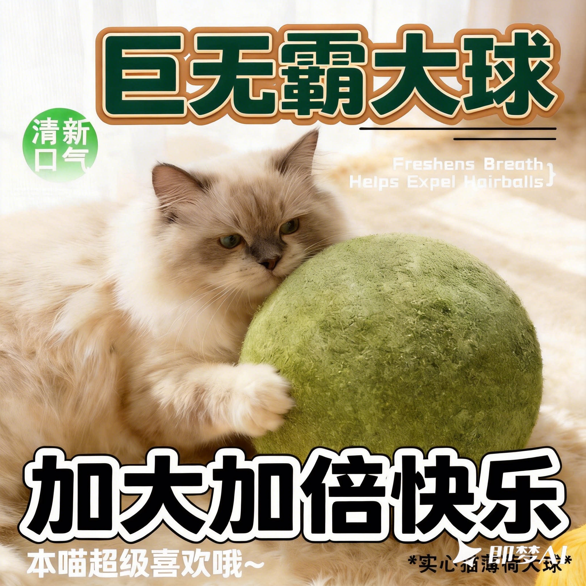 超大猫薄荷球猫零食玩具磨牙