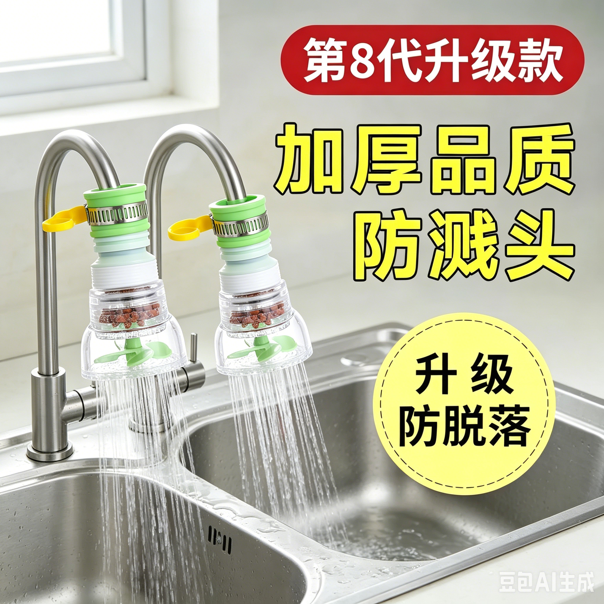 净水防溅水龙头洒水喷头厨房通用过滤器延伸器可旋转自来水滤水