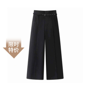 休闲裤 艾诺丝尚忆2026春新款 直筒西装 黑色显瘦阔腿裤 女156630 时尚