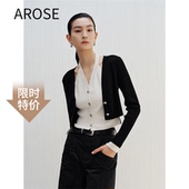 女50218132 针织开衫 艾诺丝尚忆2025春季 V领假两件长袖